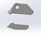 Lower shock mount with integrated knuckle ball gusset for rear-to-front suspension conversion, showcasing durable design and compatibility with standard shocks, featuring upper and lower gussets for enhanced stability and strength, ideal for welding applications.