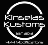 Kinselas Kustoms white vinyl stickers for bars, windows, and trailers, showcasing high-quality, durable design with no background, ideal for personalisation and brand support.