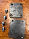 Weld-on screw-in slider mounting plates for car underbody, custom-made with 2-week lead time, essential for securely attaching vehicle sliders, durable and easy to use.